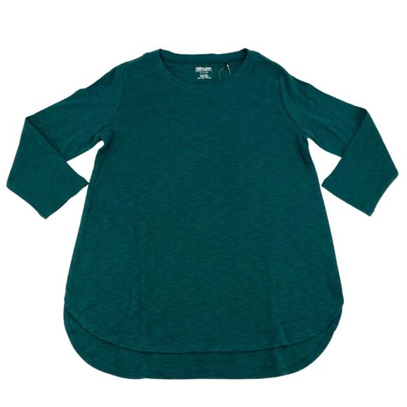 Kirkland Women's Green 3/4 Sleeve Cotton Slub Tee / Various Sizes - Picture 1 of 3